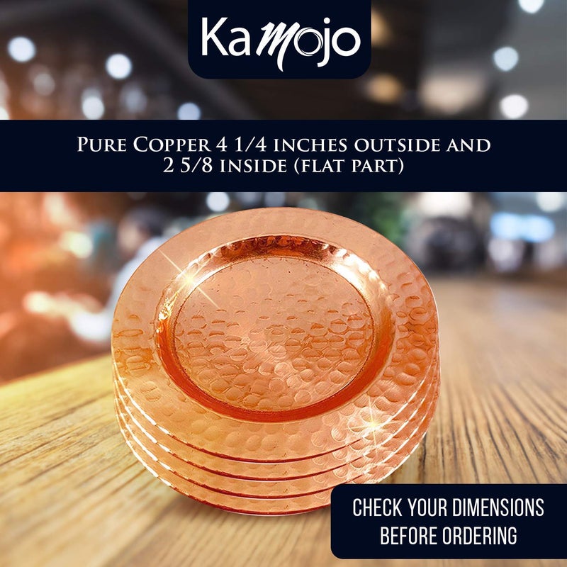 Kamojo 100% Pure Copper Coasters for Moscow Mule Mugs - Hand Hammered by Artisans in India - Protect Your Furniture from Condensation- Vintage Housewarming (Set of 4) - Image 2